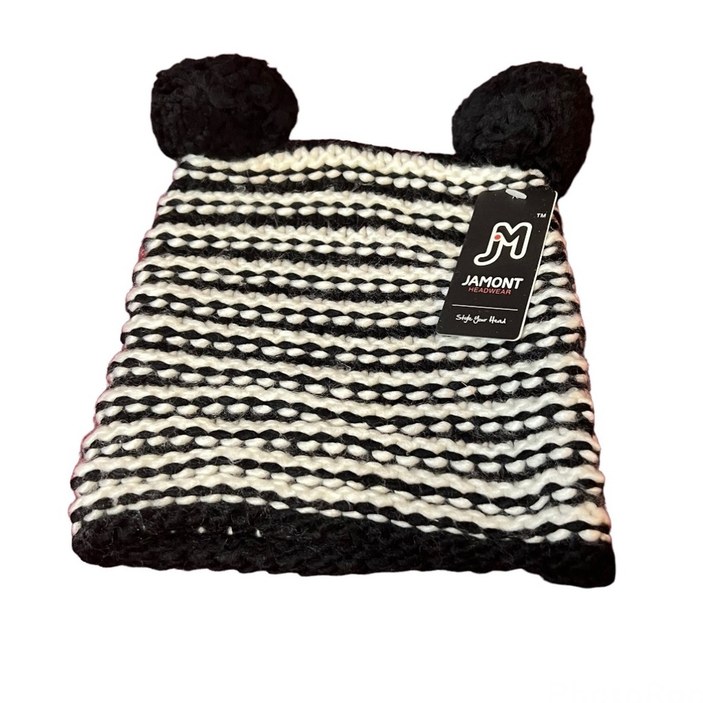 Jamont | Crochet Knit Pom Pom Mouse Ear Beanie
